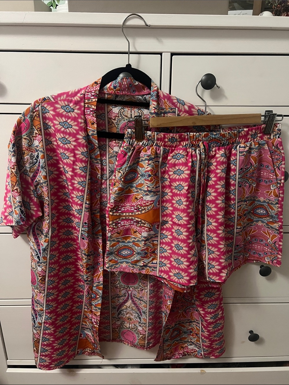 Pink Paisley Short Sleeve Shirt & Shorts Set - women’s